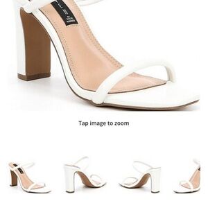 Steve Madden White jersey leather Women's block Heels size 8 1/2 NWT